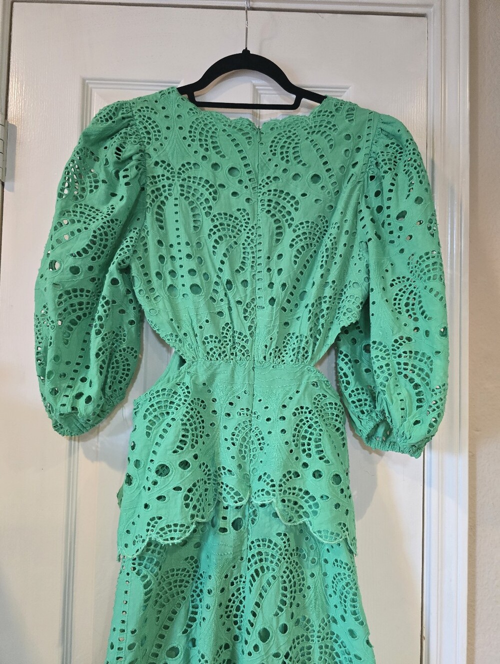 Farm Rio Green Richelieu Cutwork Midi Dress Size Small - Picture 6 of 14